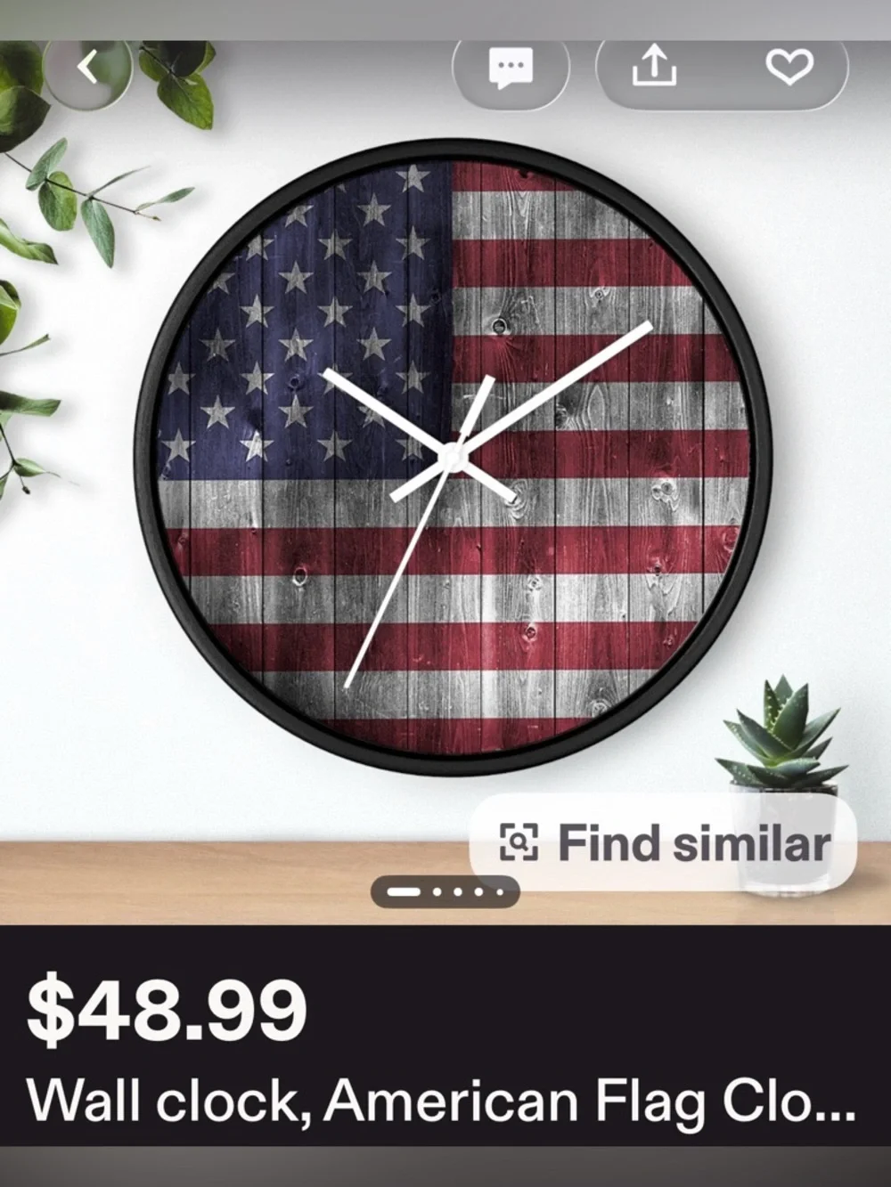 🌞 Patriotic Black Framed American Flag Wall Clock